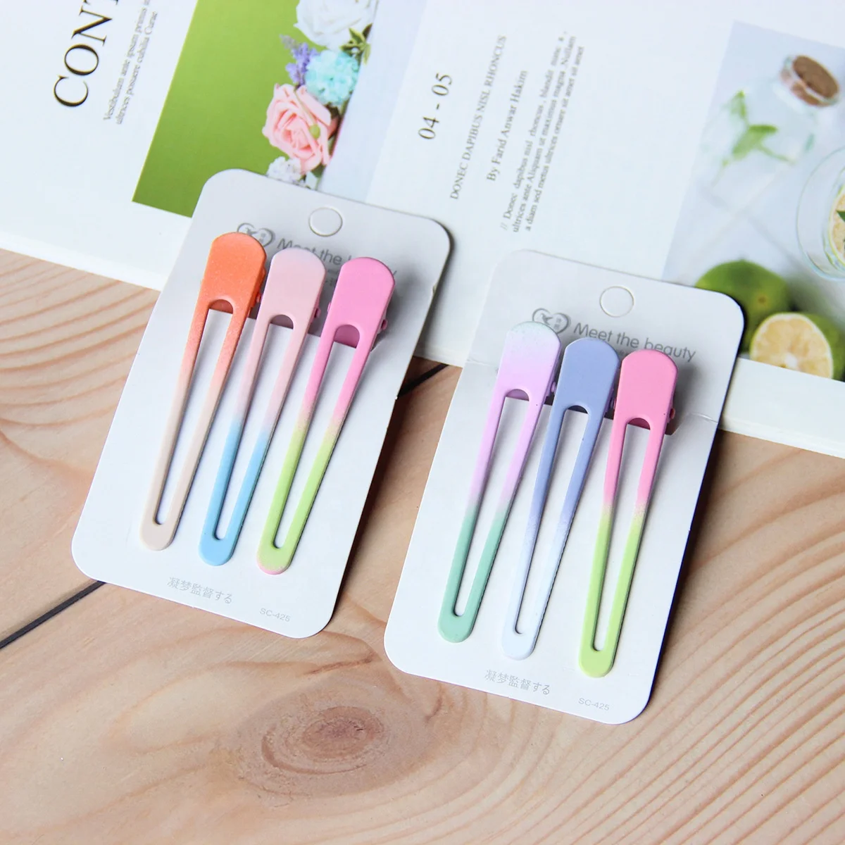 

Gradient hairpin rainbow color fashion personality hairpin set for girl