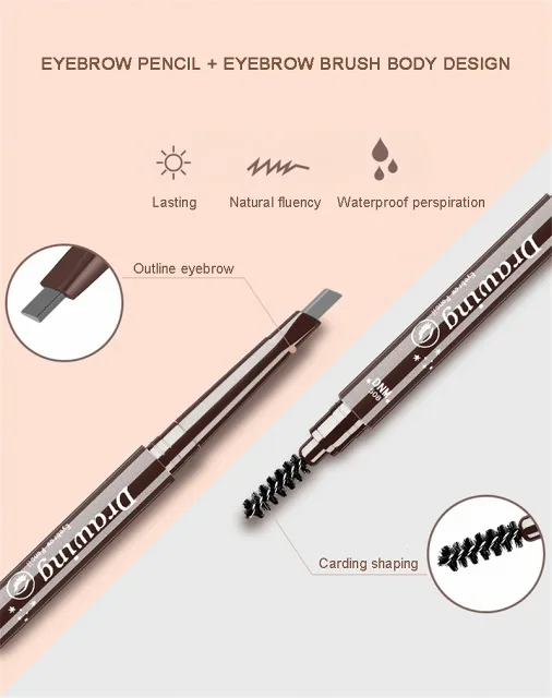 

Hot sell natural eyebrow pencil and eyebrow brush body design for girl