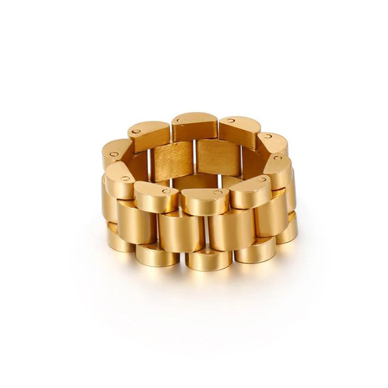 

Blues RTS 8mm Stainless Steel Hop hop Style silver gold black blue rainbow Men chunky chain ring