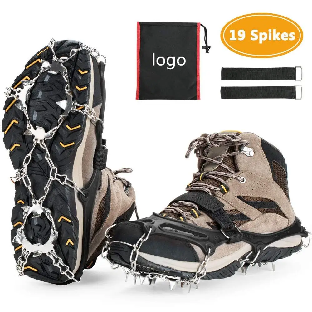 

Crampons Ice Snow Grips Traction Cleats Shoes Grips with 19 Spikes Boots Shoes Safe Protect Lightweight Crampons, Customized color