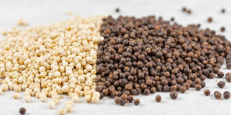 Grinding fresh peppercorns with a hand mill