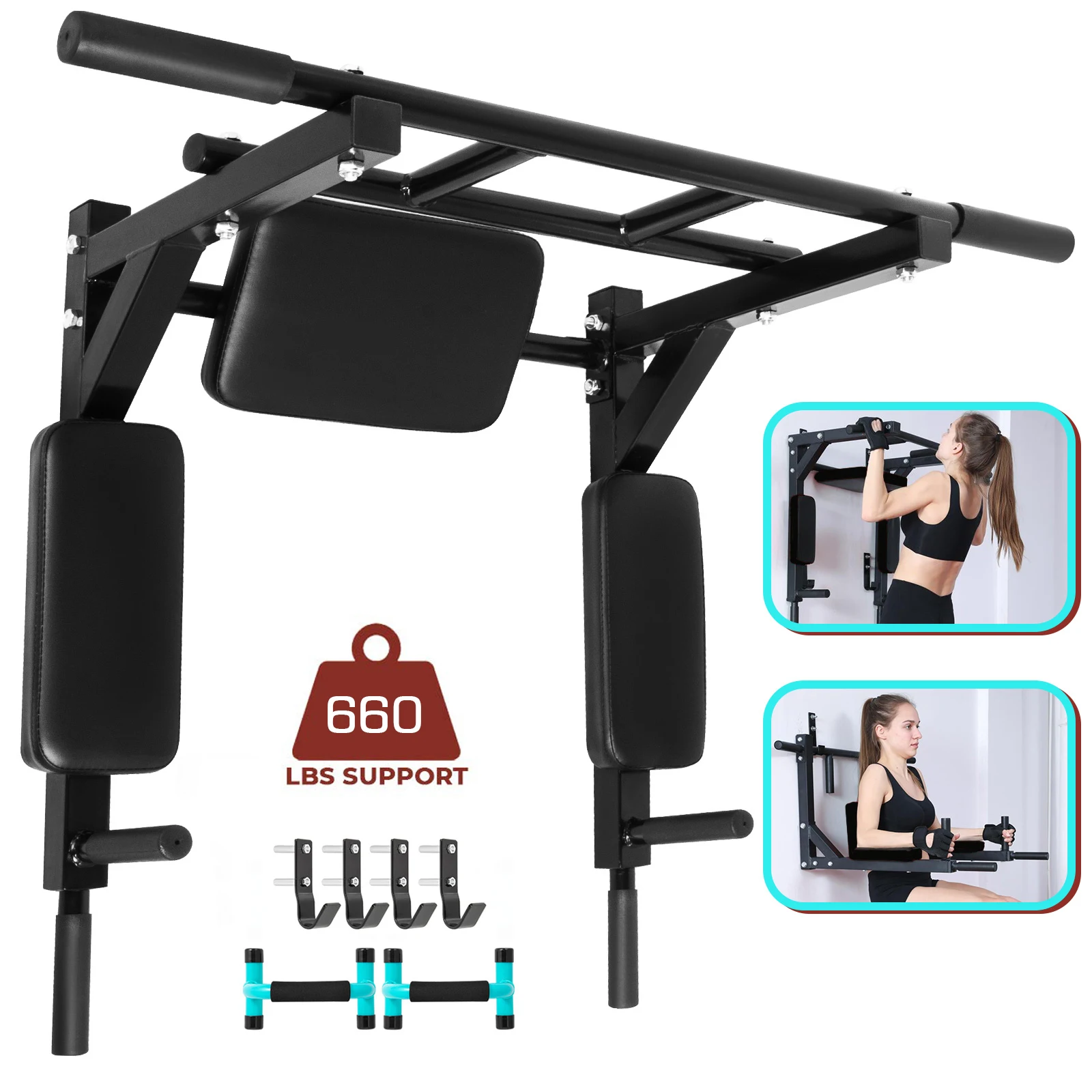 Healthy Sport Wall Mounted Pull Up Bar Dip Station Pull Bar Chin up Bars pull up dip station