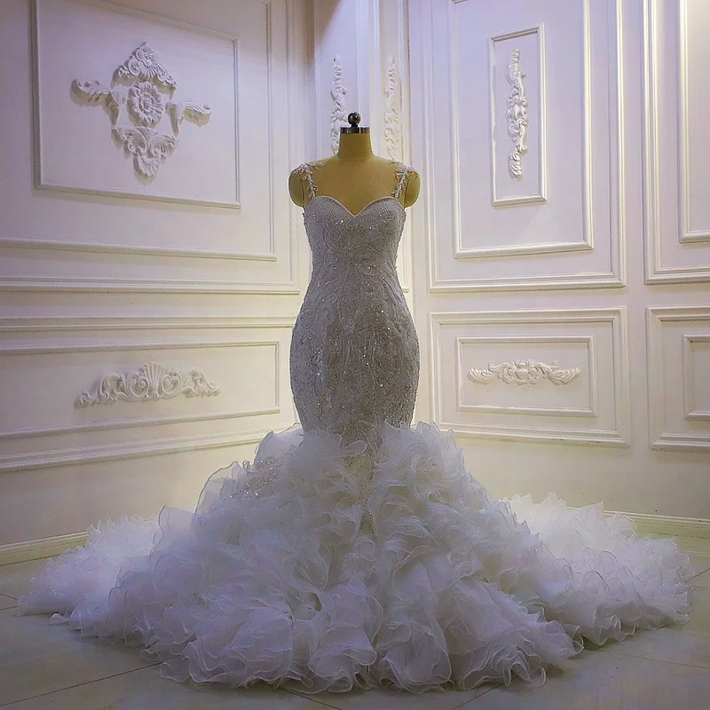 

Am1105 Mermaid Wedding Bride Dress 2022 New Studius Beads Cake Skirt Women'S Dress 2022, Ivory