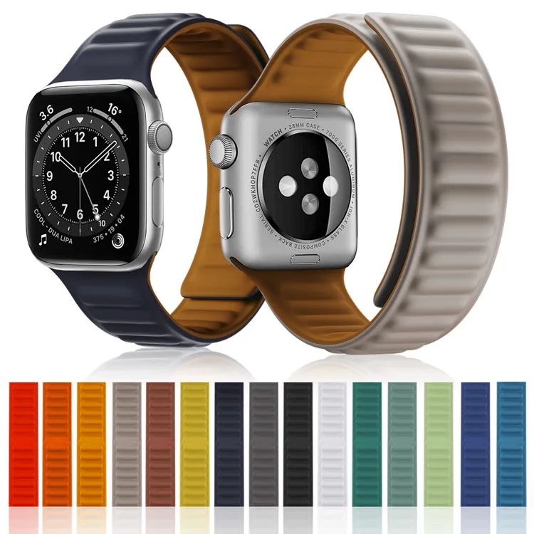 

Fashion Magnetic Watch Band Silicone Solo Loop Straps for Apple iWatch Series 6 5 SE, Optional