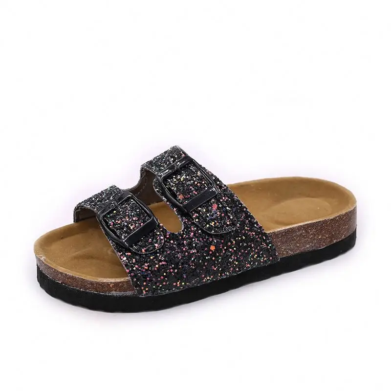 

Best sale ladies cork shoes glitter sandal slides for women