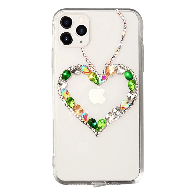 

Own design high quality transparent protective diamond phone case for iphone 12 11 x xr xs max 7 8 case tpu pc 2 in 1 back cover