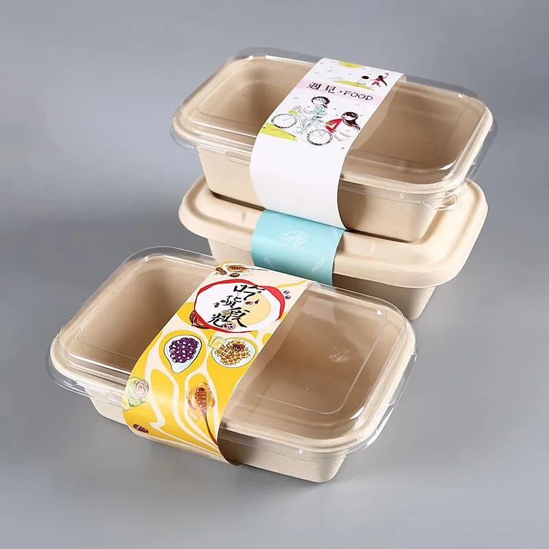 

100% Biodegradable Bento Box Containers Disposable Box Lunch Restaurant Paper Lunch Bags With Designs, Black, white, red, green or customized