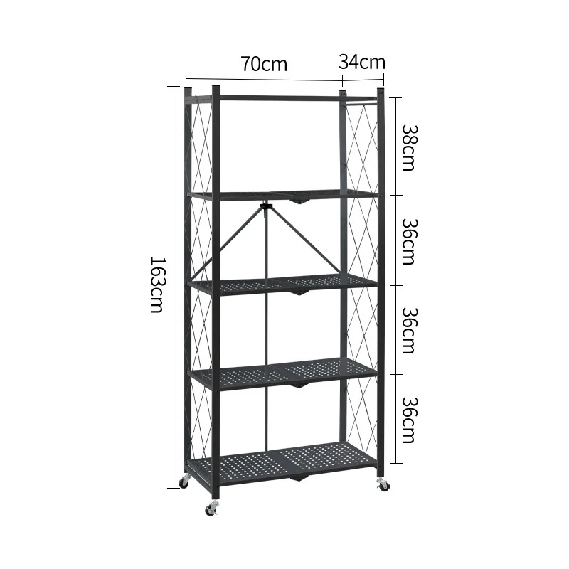 

Multifunctional Foldable Kitchen Storage Shelf Microwave Oven Rack Movable Kitchen Shelf, Black or customized