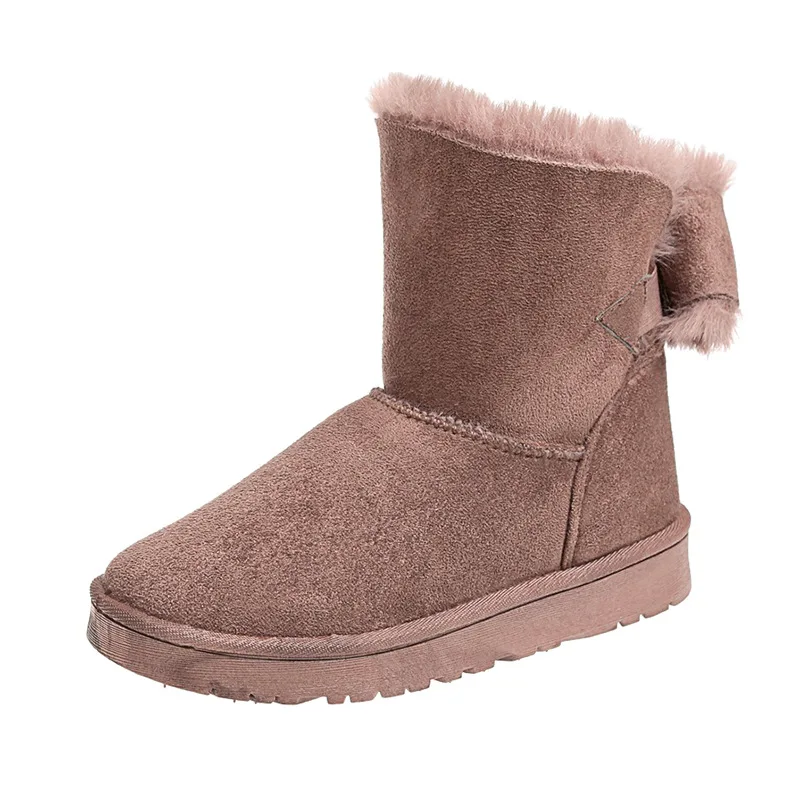 

Dropshipping hot sale fur winter boots big size fashion warm ladies snow boot, Black, grey, pink, khaki