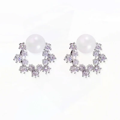 New Design Wedding Jewelry Luxury Clear Zircon Earrings Elegant Silver Stud Earrings for Women