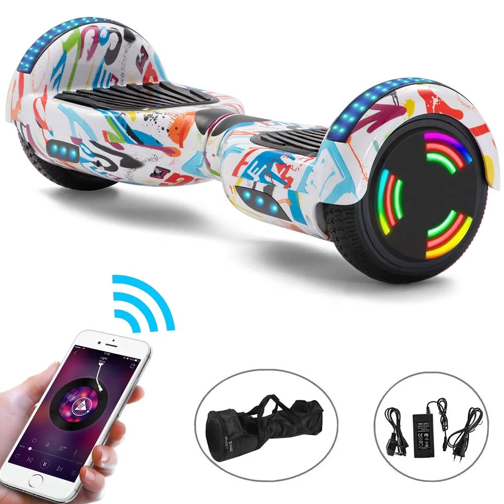 

Christmas gift 6.5inch 2 wheel electric self balance scooter balance hoverboard smart scooters, Graffiti white