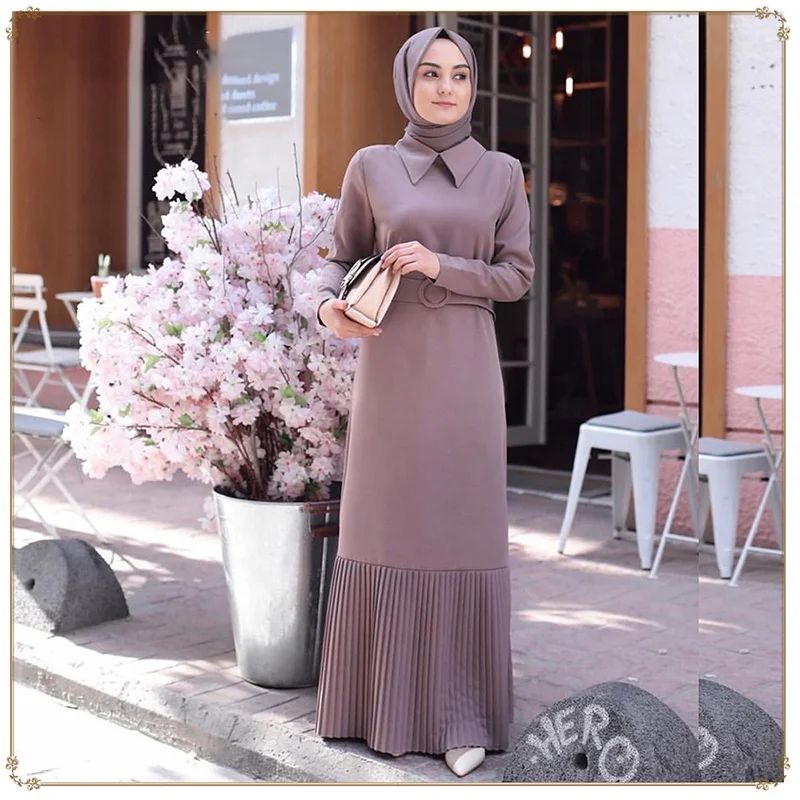 

LSM028 2020 Women Casual Long Sleeve Fashionable Muslim Maxi Dress