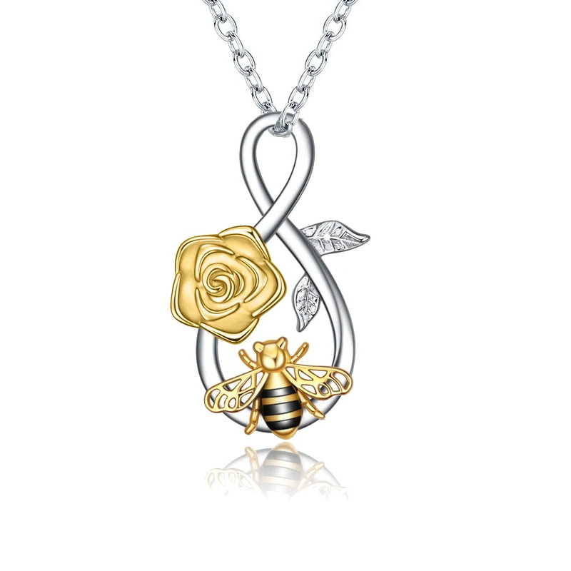 

Rose Valley Sunflower Heart Necklace Hot Selling Jewelry Pendant Gold plated Two Tone Jewel Fashion Gift For Lover YN011