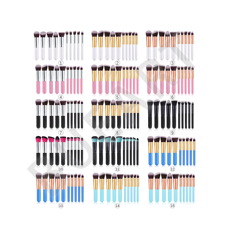 Hot selling portable beauty makeup tools 10 pcs black handle makeup brush set