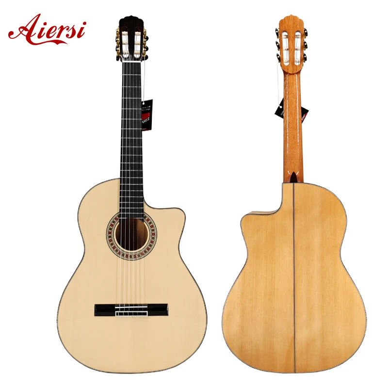 Aiersi Factory Low Budget Price Handmade All Solid Top Flamenco Guitar Vintage Spanish Classical Guitar
