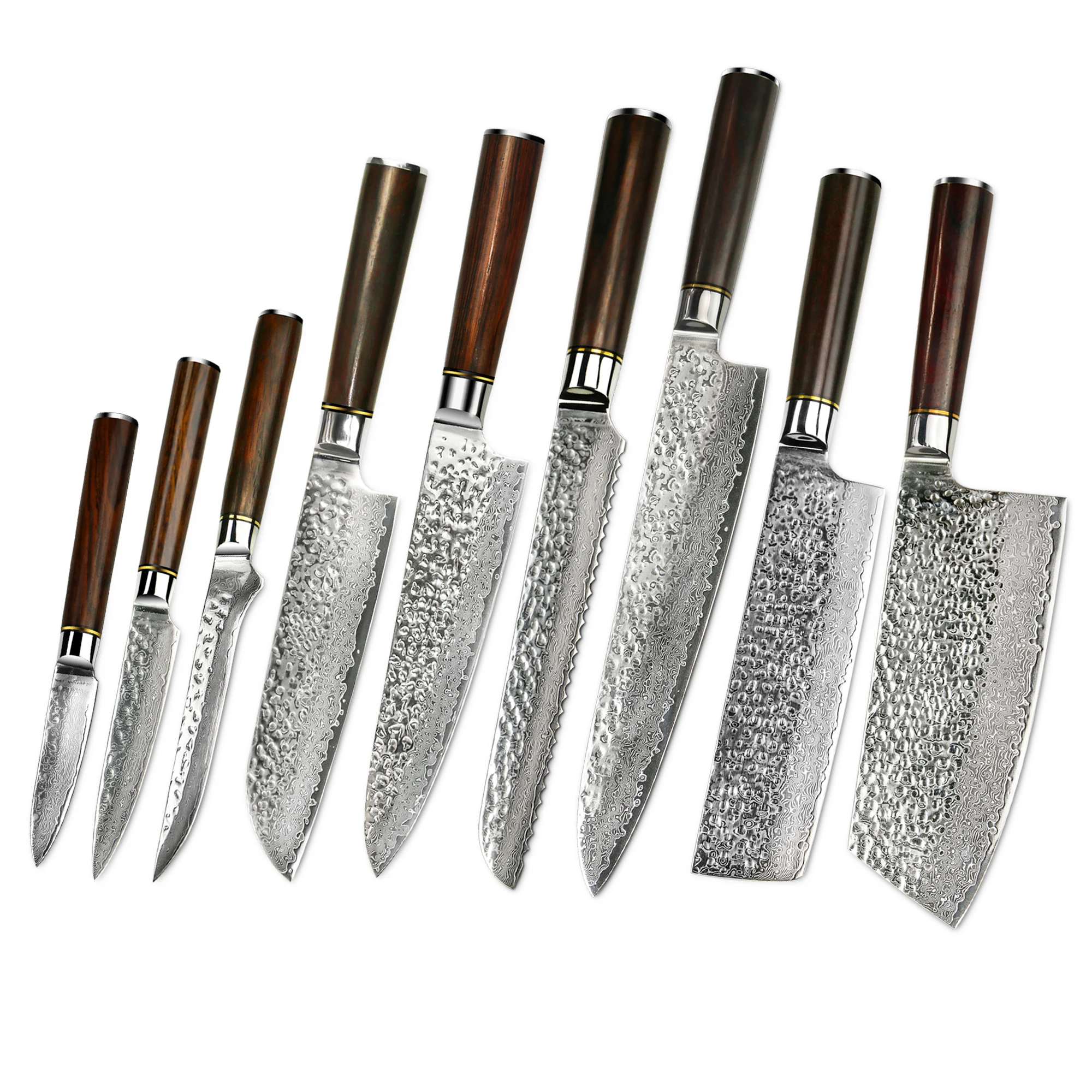 

2021 hot sales 67layers vg10 damascus knife set with Sandal Wood handle