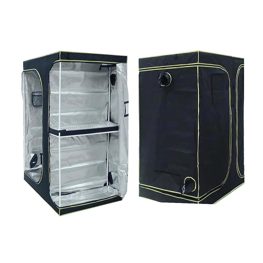 

2in1 60x48x80 (inch) 150x120x200 (cm) Mylar Hydroponic 2 in 1 Grow Tent with Observation Window and Floor Tray for Plant Grow, Black