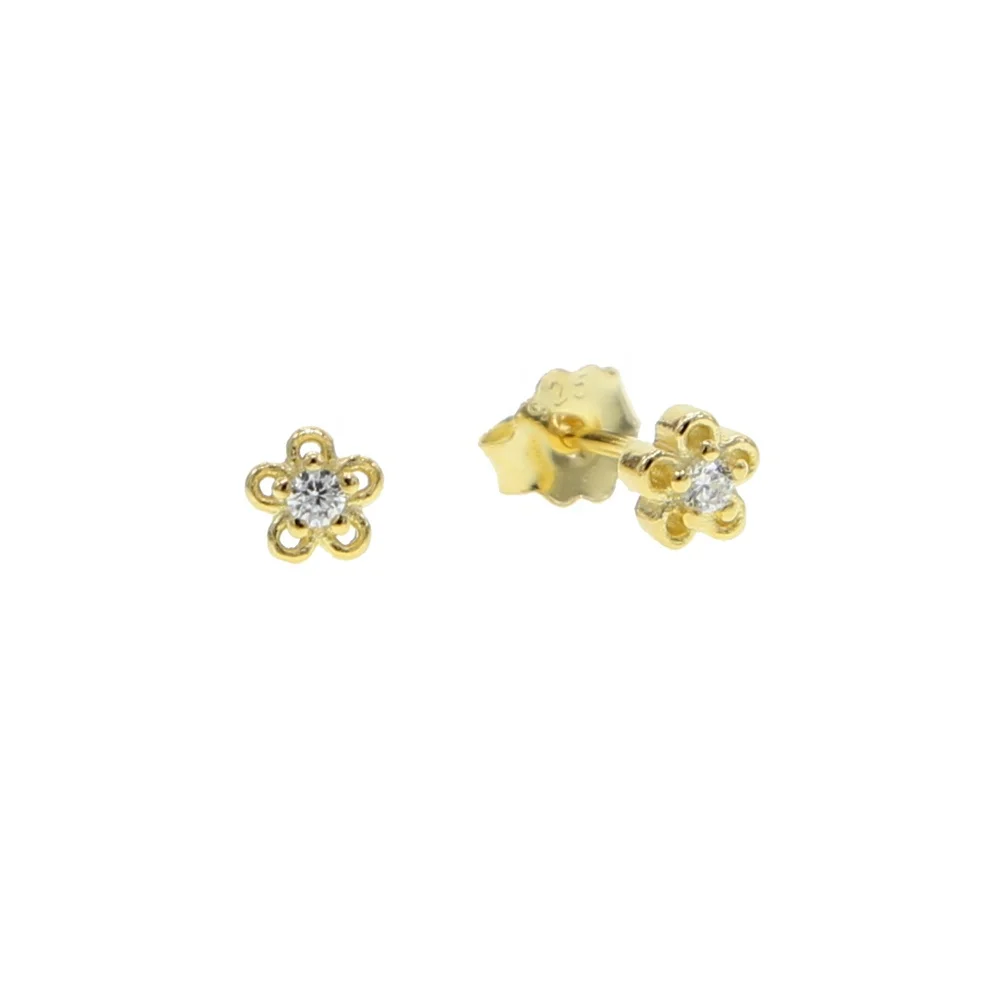 

New Rose Flower Earing Flower Silver 925 White cz Rhinestone Crystal Cute Stud Earrings For Women Jewelry stud Earring