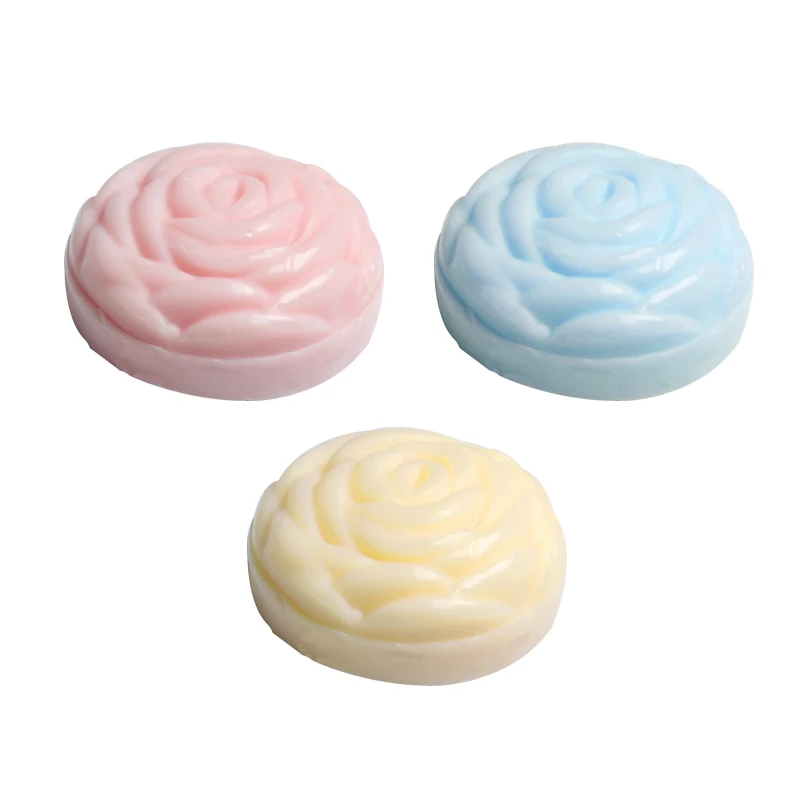

100% chemical free natural Handmade Body Care Rose Shaped Handmade Bath Soap OEM, Light pink,blue,yellow