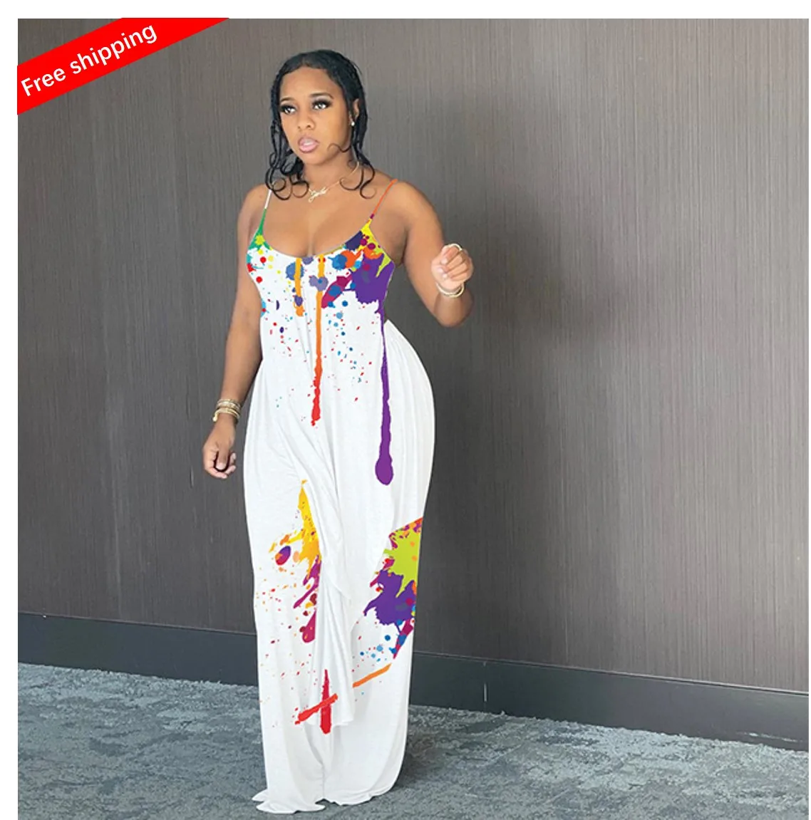 

Free Shipping Summer Clothing Splash Ink Sleeveless Ladies Sets With Pants Women's Casual 2 Piece Outfits, White,black