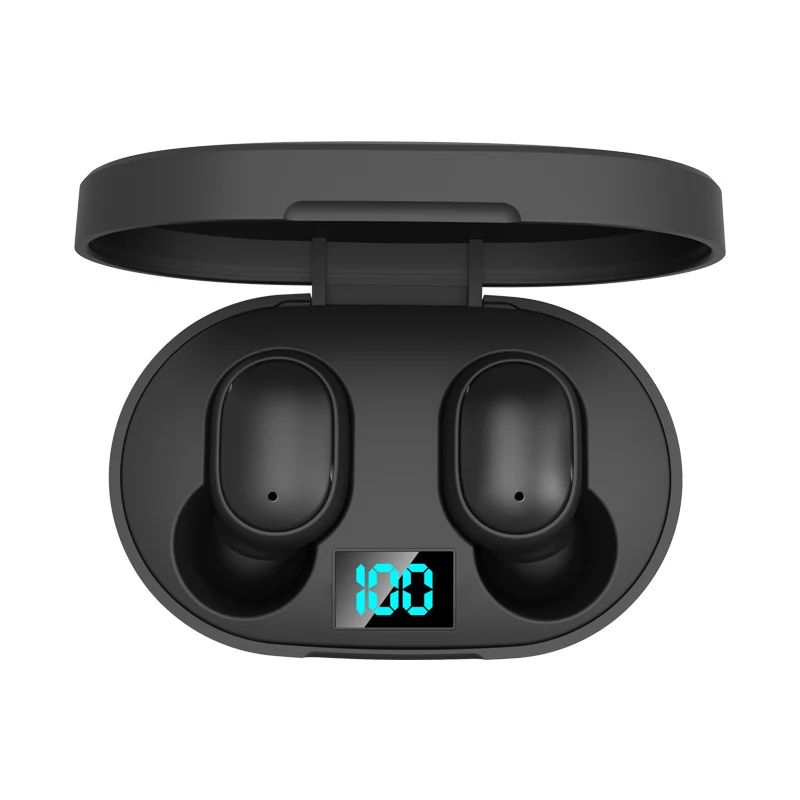 

TWS 5.0 E6s Wireless Earbuds Noise Cancelling LED Display With Mic Handsfree Earbuds for Xiaomi Redmi Airdots A6S Earphone, Black