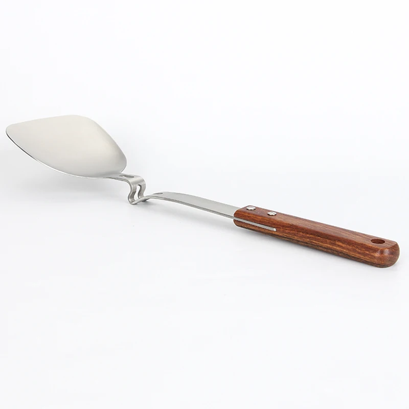 

High Quality 304 Wooden Kitchen Cooking Tools Cookware Stianless Steel Turner, Silver