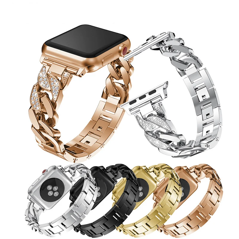 

Band Strap Compatible with Apple Watch Strap Band 38mm 22mm 42mm ,Gold alloy watchband, 4 colors