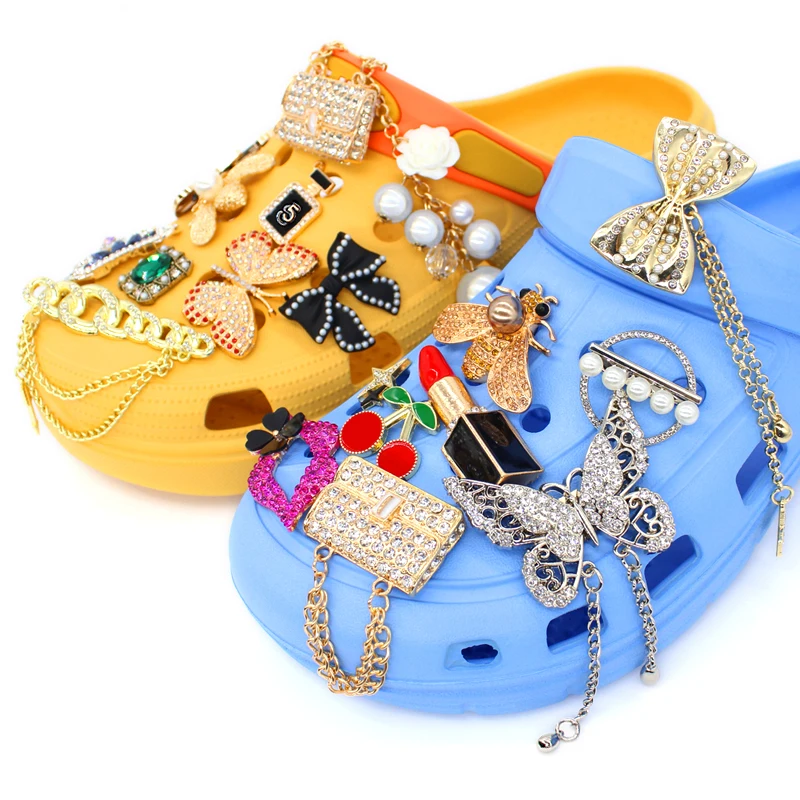 

2021 DIY Hot sale high-class brand LOGO metal with croc shoe charms decoration accessories for croc charms luxury, Picture