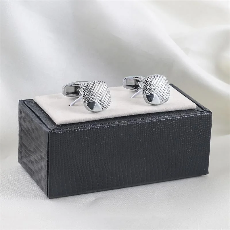 

Simple and fashionable men's cufflinks electroplated chrome four-color square button designer French shirt cufflinks with box, Silver/gold