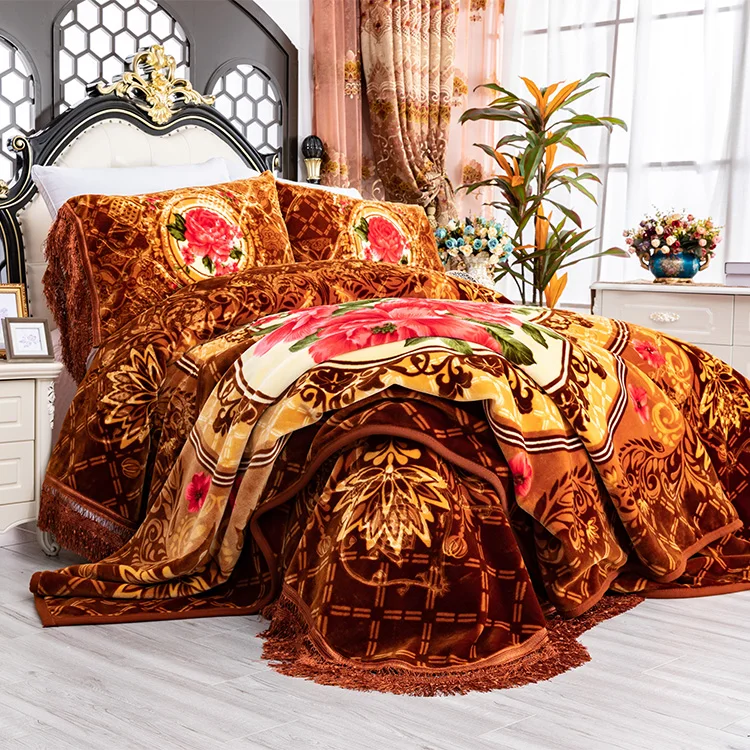Stock! 100 Polyester Kuwait Raschel Mink Blanket Price Luxury Plush Blanket Big Size Heavy