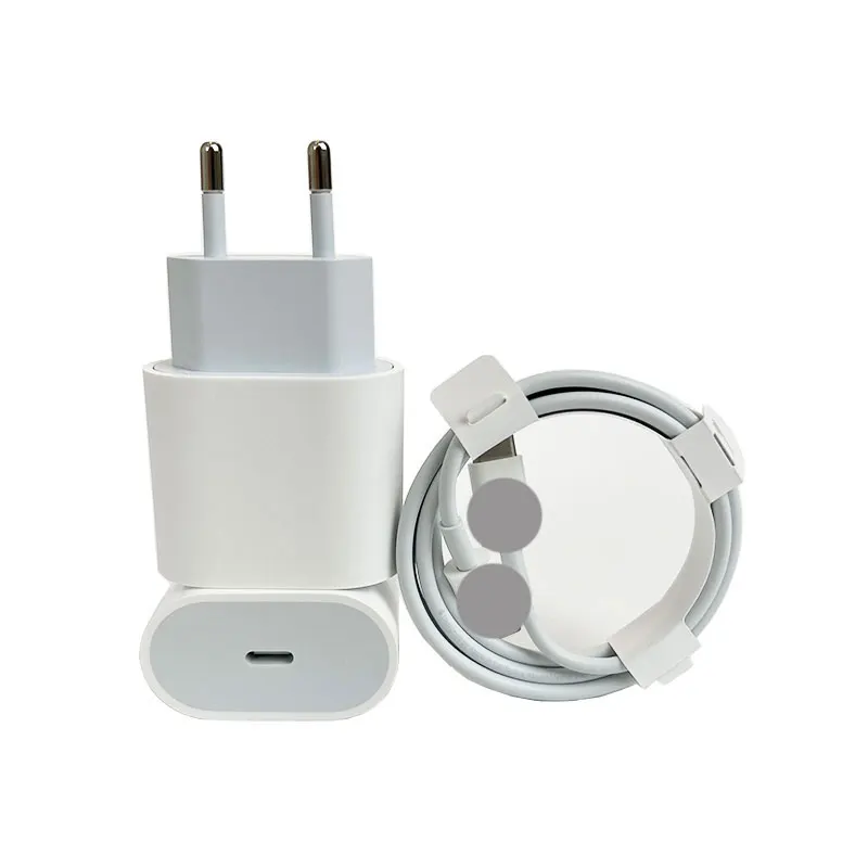 

Factory Custom Wholesale Mobile Phone Data Cable And Power Adapter 20W PD Fast Charging USB C Charger Set For iPhone