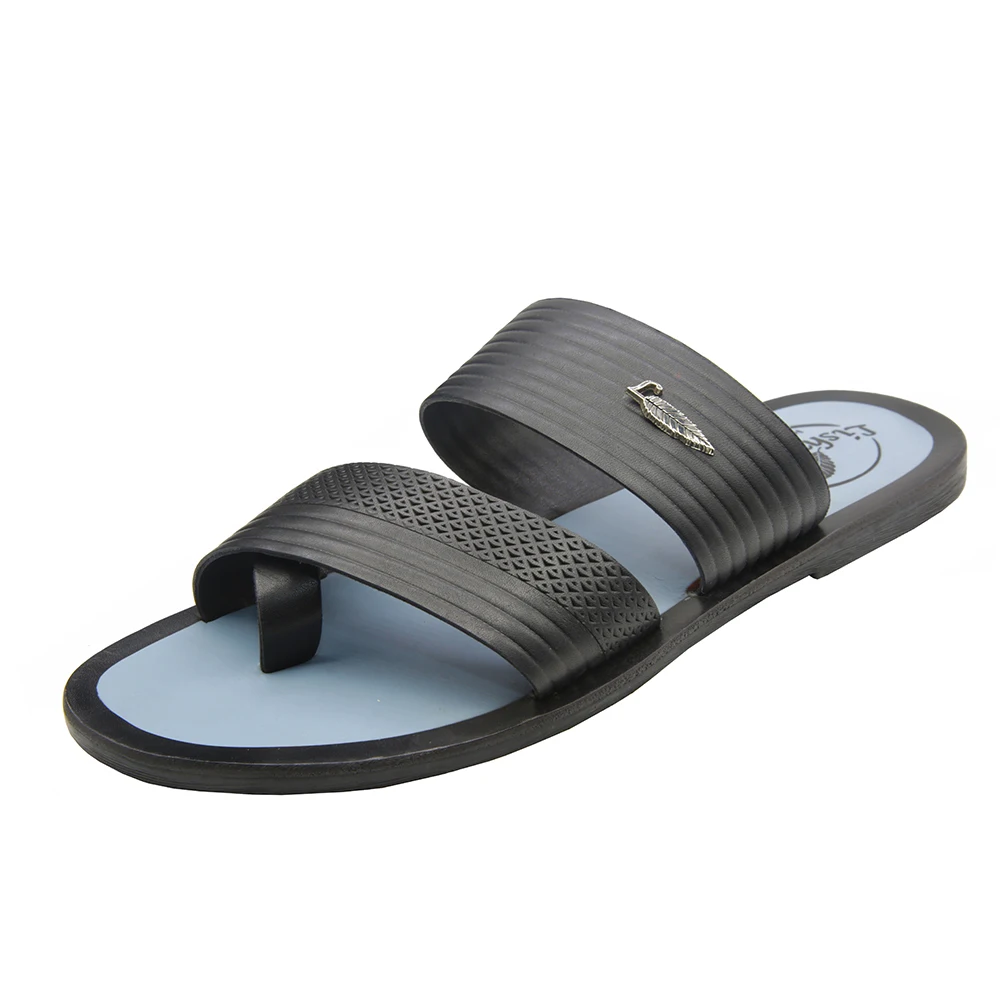 

High quality men's leather breathable non-slip slippers