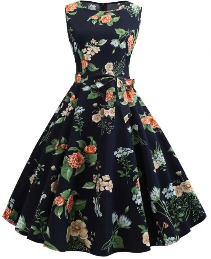 

wholesale ready to ship women florel robe retro vintage dress 50s