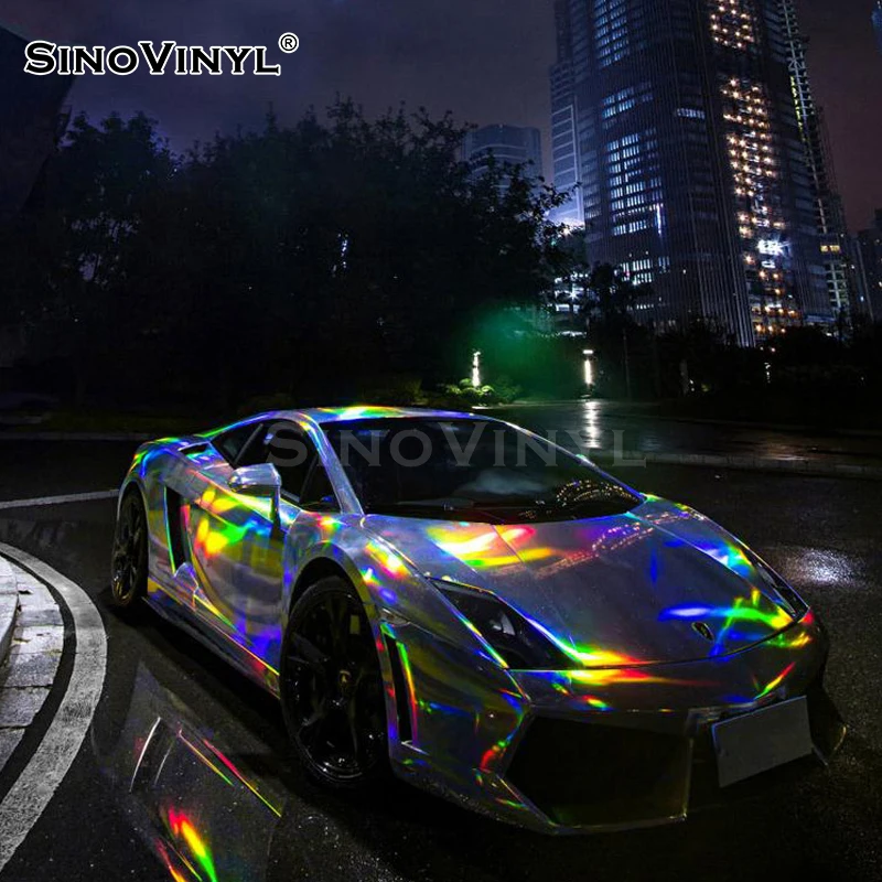 

SINOVINYL Air Release Dry Application Sparkling Chrome Laser Color Changing Car Body Wrapping Vinyl Film