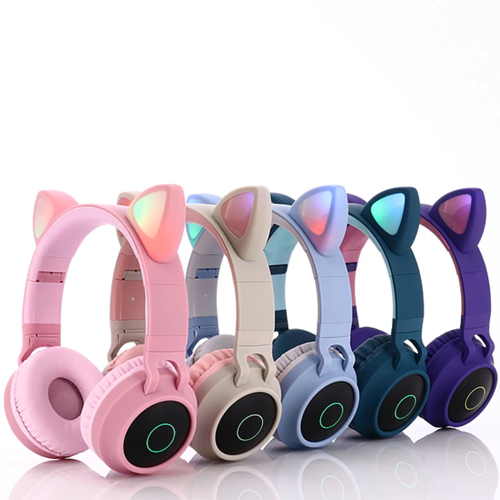 

Safe Comfortable Wearing LED cat ear children bluetooth headphones