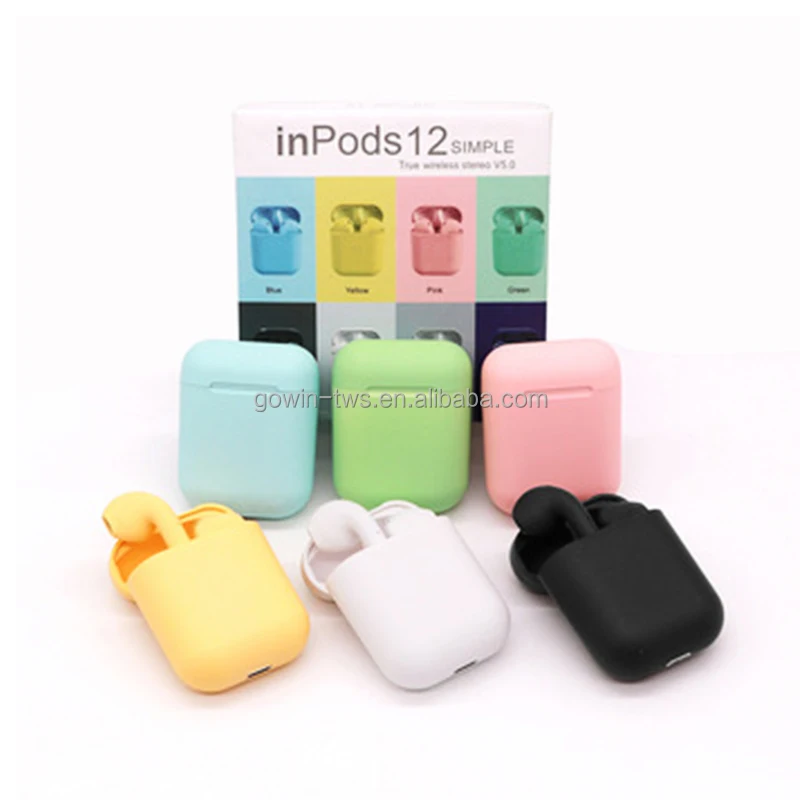 

Free Sample Colorful Newest Touch logo printed Headset wireless earphone Tws 5.0 Wireless Earphone Inpods12 inpods 12, Silver