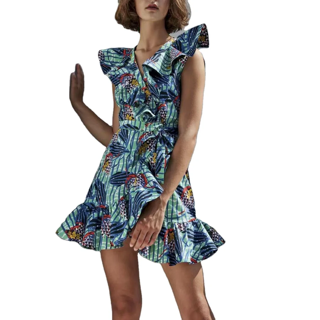 

2021 sexy club pattern ruffles mermaid prom mini dresses