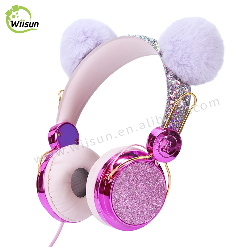 

Hot selling Cute Bear Ear Wired Headphones Kids Headphones Wired Headphones for Kids Girls Gifts