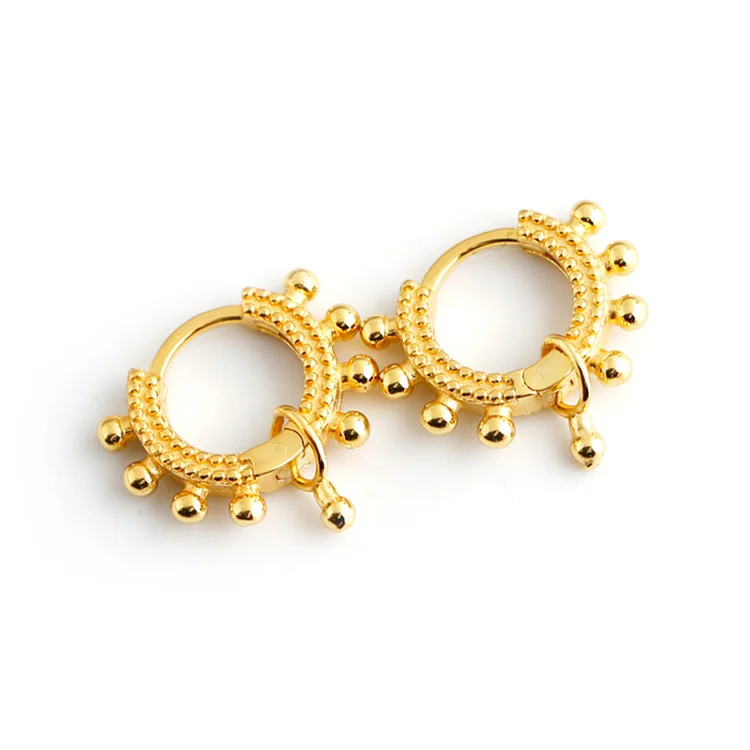 

Fashion 2021 gold plated cz stud 925 sterling silver zircon cubic bling hoop earrings