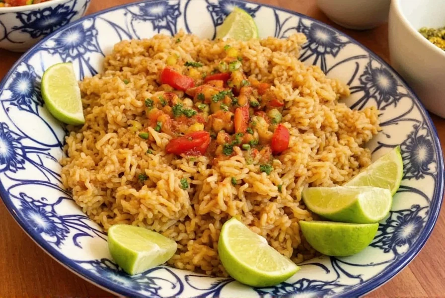 Family enjoying arroz con pollo