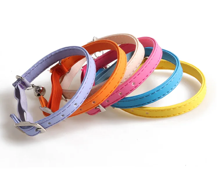 

Hot Sale Safety cute PU color pet cat collar puppy collar, As pictures