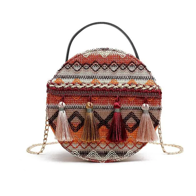 

2020 ladies summer crossbody ethnic girl tassel bag with low MOQ