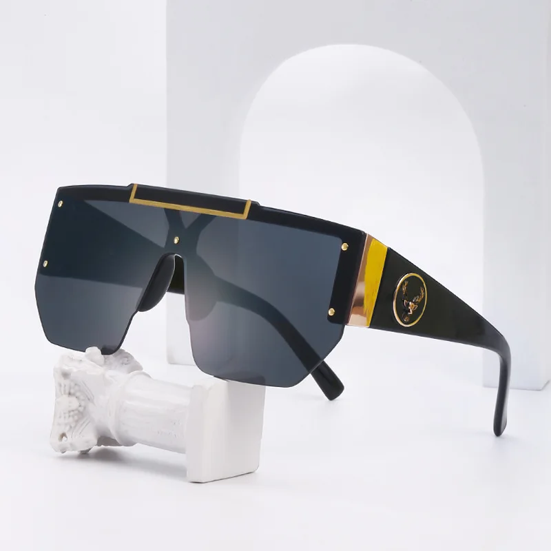 

2021 new unique oversized sunglasses one piece plastic metal designer shades clear women retro sun glasses men UV400