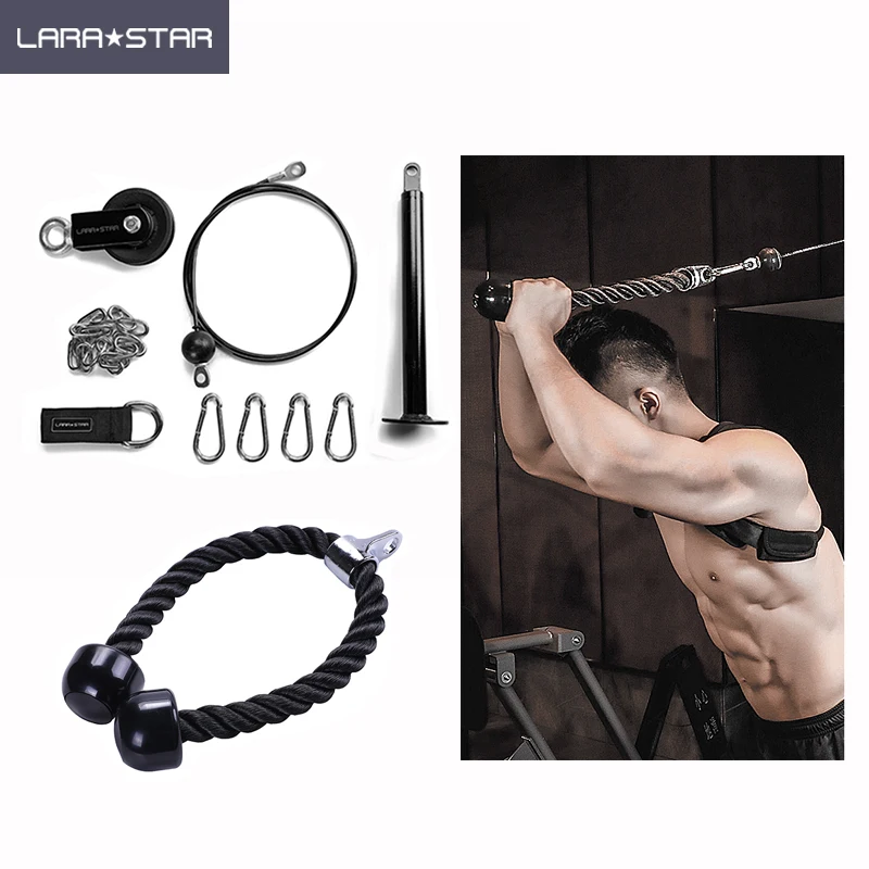 

DIY Triceps Rope Set Cable Pulley Set Exercise Fitness Equipment Home/Gym Accessories Biceps Pull Down Loading Pin, Black