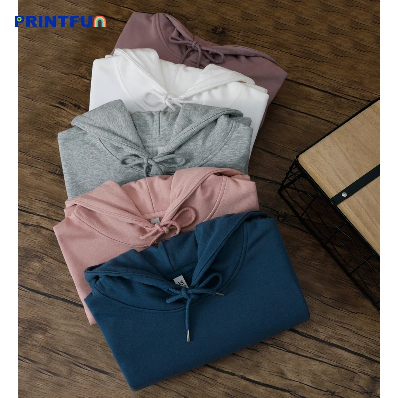

PRINTFUN Low MOQ Sweater 85% Cotton 15% Polyester Solid Color Blank Custom Embroid Long Sleeve Drop Shoulder Men Pullover Hoodie