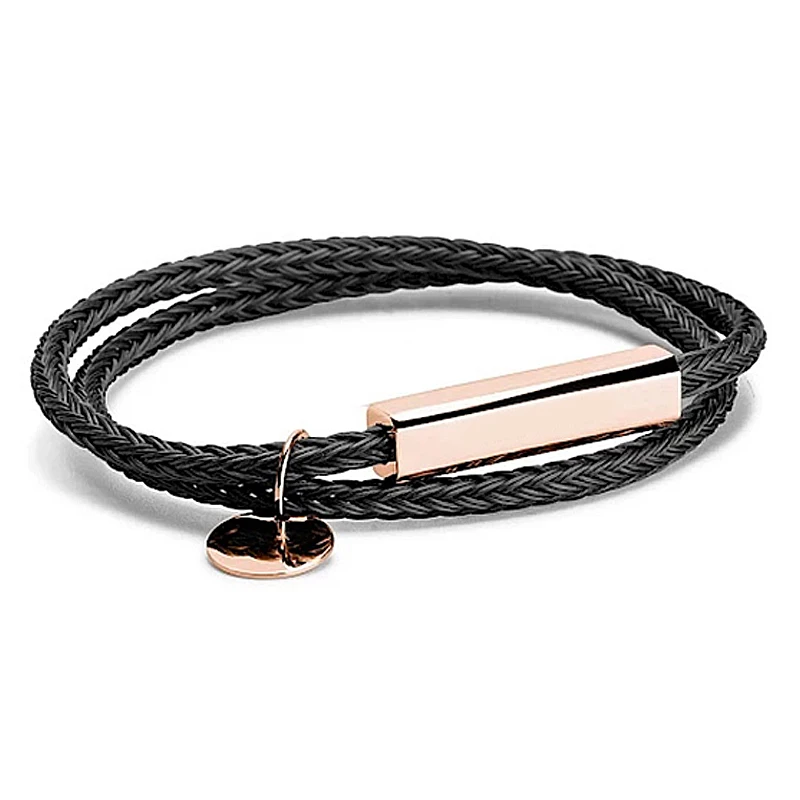 

Custom Personalized Stainless Steel, Magnetic Clasp Engraved Women Man Adjustable Genuine Black Leather Braided Rope Bracelet/, Siver,steel corol, gold, rose gold,customized