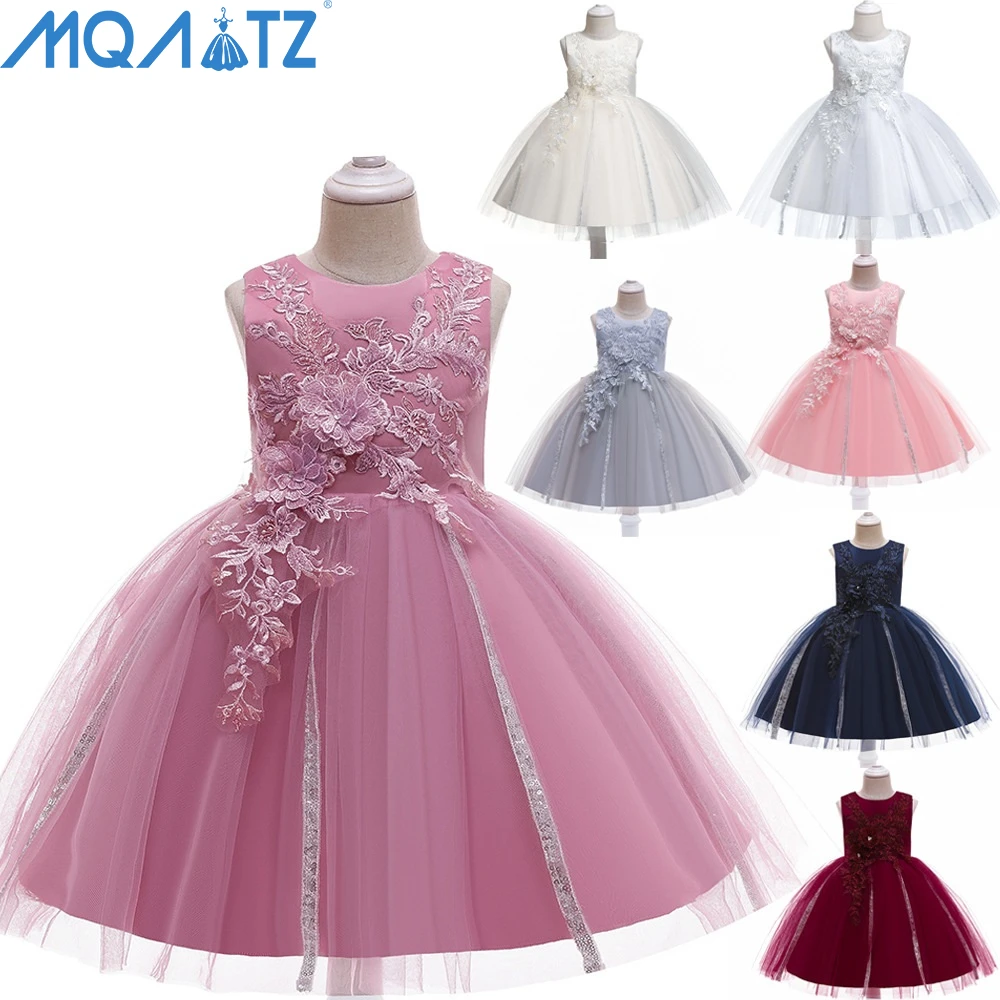 

MQATZ British Style Girls Puffy Dresses Little Girl Princess Evening Party Dress Christening Gown, Red,white ,champagne ,blue,pink,grey,peach