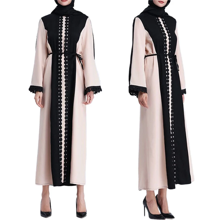 

2021 Muslim Islamic Clothing Turkish New Design Embroidery Lace Flower Women Long Dress Dubai Abaya, 3 colors in stock also accept customized color