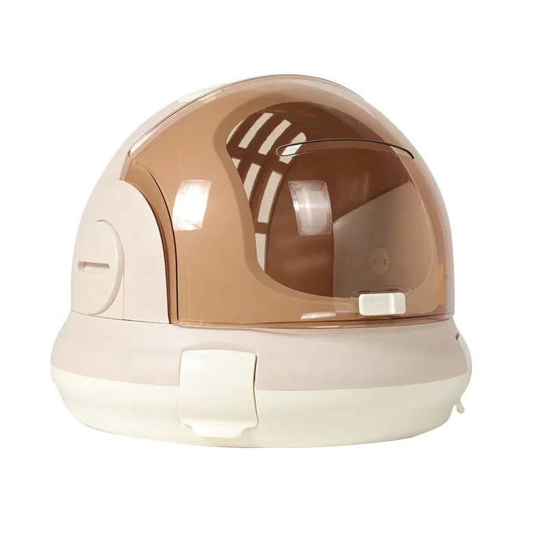

Kimpets Breathable Space Transparent Pet Travel Carrier Box Portable Cat Carrier, Beige white/pink