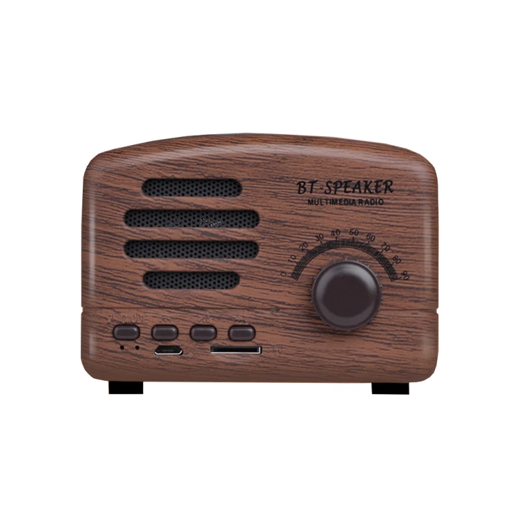 

Wood Grain 1200mAh Mini Portable FM Radio Retro Wireless Speaker, Black, pink, blue, wood grain